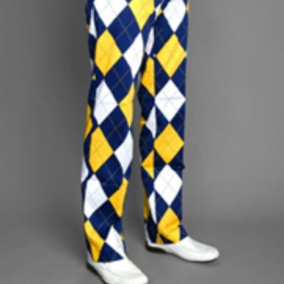 Loudmouth Blue, Yellow and White Argyle Golf Pants 32X34L - Picture 11 of 12